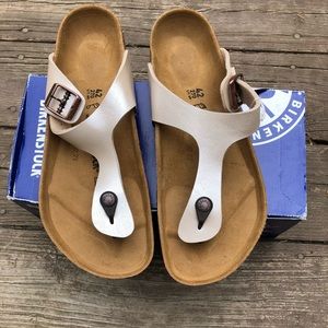 NIB Birkenstock Gizeh Pearl White Sz 12